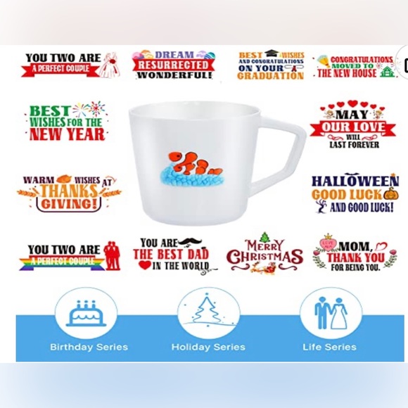 Large 3D Ceramic Coffee Cup with Hand Painted Clownfish Inside - Picture 3 of 14